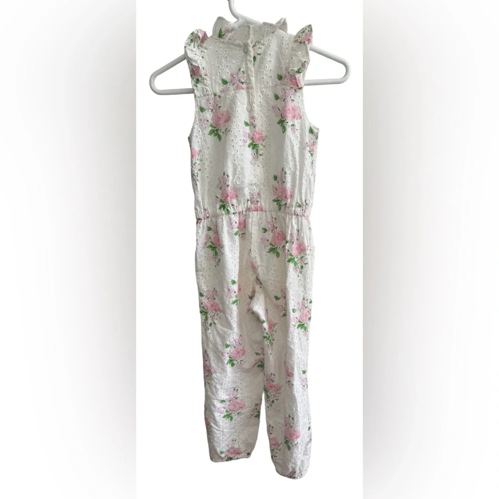 Janie and Jack Floral‎ Eyelet Jumpsuit Romper Girls Size 7 Garden Party Spring